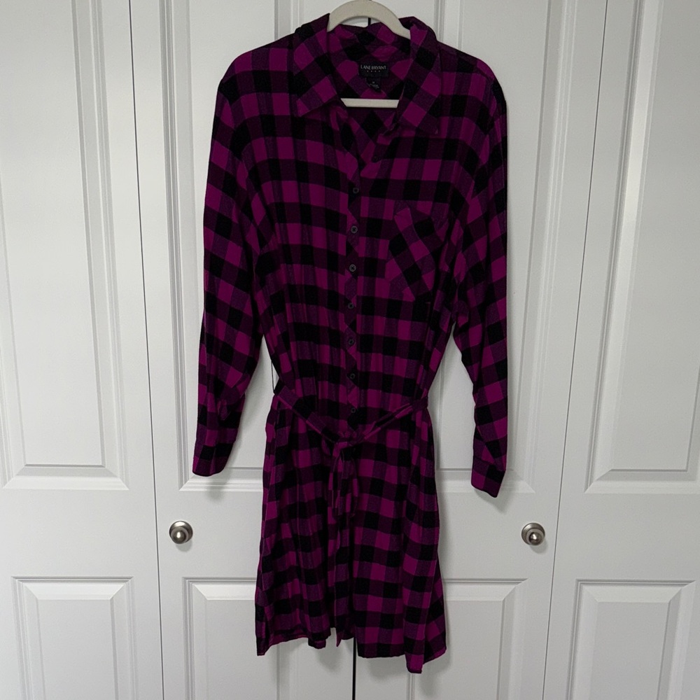 Lane Bryant Purple and Black Plaid Midi Dress